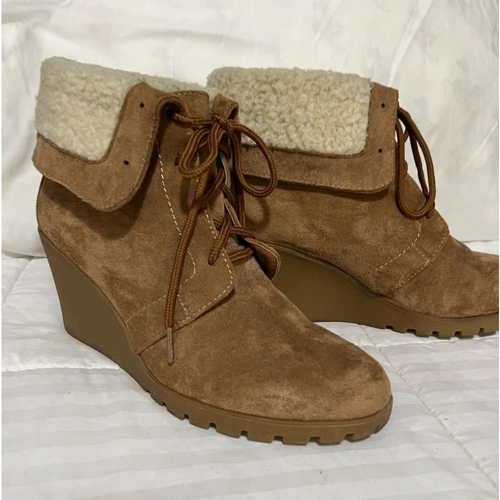 Nautica Suede Lace-up Wedge Boots - Picture 9 of 10